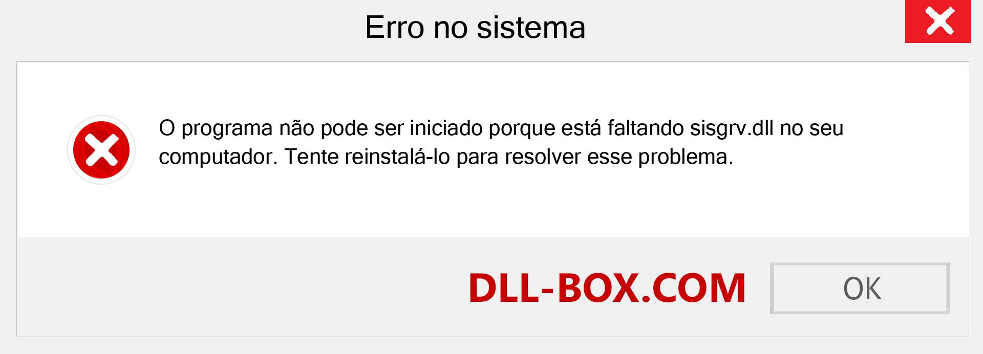 Arquivo sisgrv.dll ausente ?. Download para Windows 7, 8, 10 - Correção de erro ausente sisgrv dll no Windows, fotos, imagens